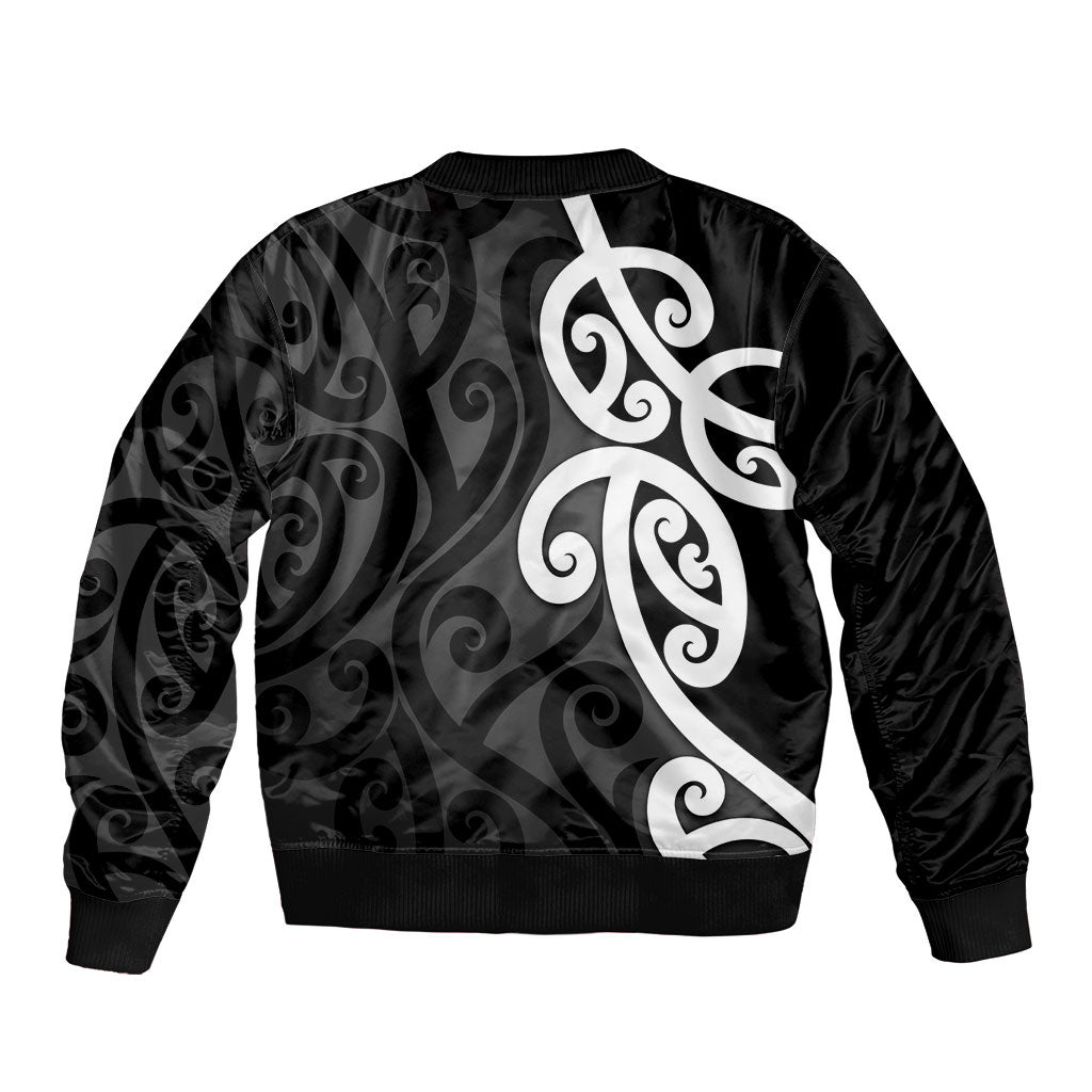 Lil Pakeha Lil Maori New Zealand Sleeve Zip Bomber Jacket Kiwi Proud Mangopare Pattern