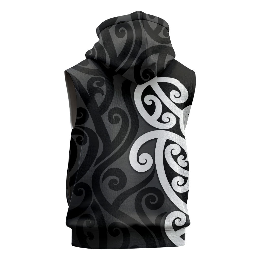 Lil Pakeha Lil Maori New Zealand Sleeveless Hoodie Kiwi Proud Mangopare Pattern