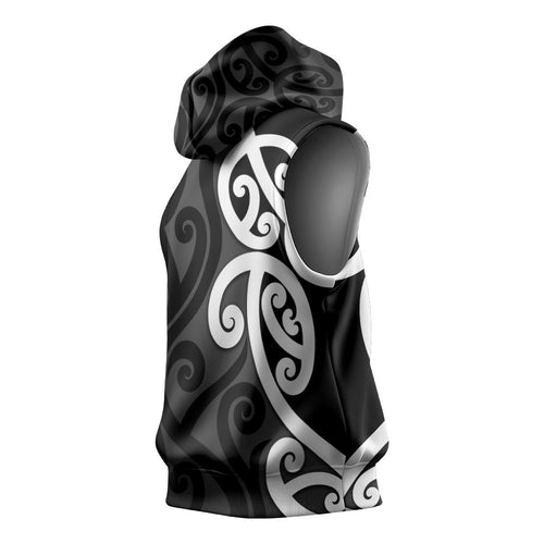 Lil Pakeha Lil Maori New Zealand Sleeveless Hoodie Kiwi Proud Mangopare Pattern