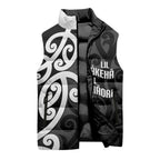 Lil Pakeha Lil Maori New Zealand Sleeveless Puffer Jacket Kiwi Proud Mangopare Pattern