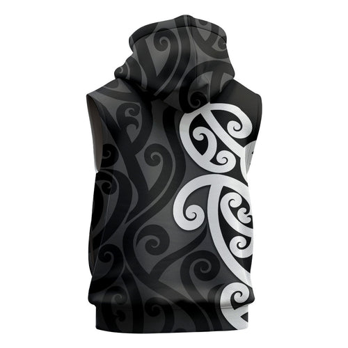 Lil Pakeha Lil Maori New Zealand Sleeveless Zip Hoodie Kiwi Proud Mangopare Pattern
