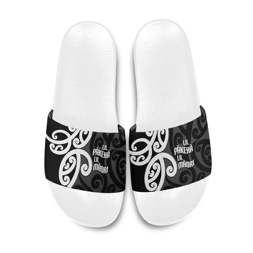 Lil Pakeha Lil Maori New Zealand Slide Sandals Kiwi Proud Mangopare Pattern