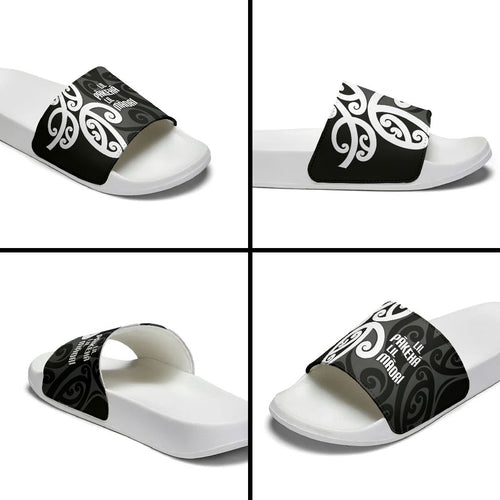 Lil Pakeha Lil Maori New Zealand Slide Sandals Kiwi Proud Mangopare Pattern