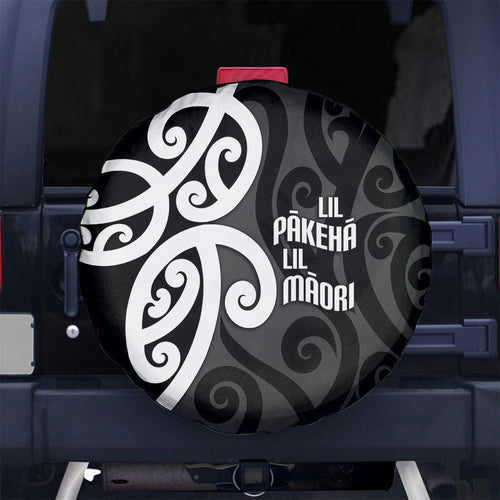 Lil Pakeha Lil Maori New Zealand Spare Tire Cover Kiwi Proud Mangopare Pattern