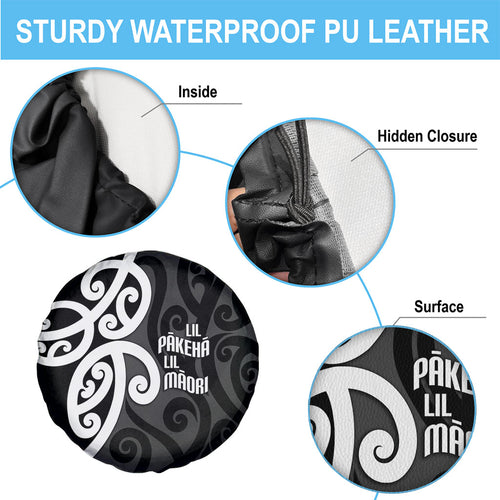 Lil Pakeha Lil Maori New Zealand Spare Tire Cover Kiwi Proud Mangopare Pattern