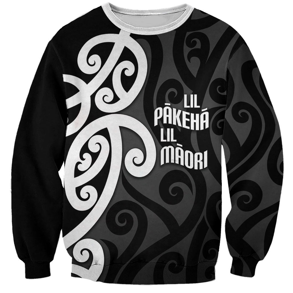 Lil Pakeha Lil Maori New Zealand Sweatshirt Kiwi Proud Mangopare Pattern