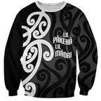 Lil Pakeha Lil Maori New Zealand Sweatshirt Kiwi Proud Mangopare Pattern