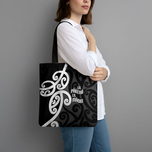 Lil Pakeha Lil Maori New Zealand Tote Bag Kiwi Proud Mangopare Pattern