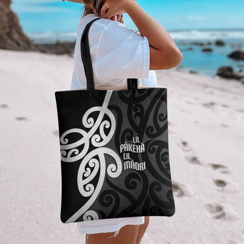 Lil Pakeha Lil Maori New Zealand Tote Bag Kiwi Proud Mangopare Pattern