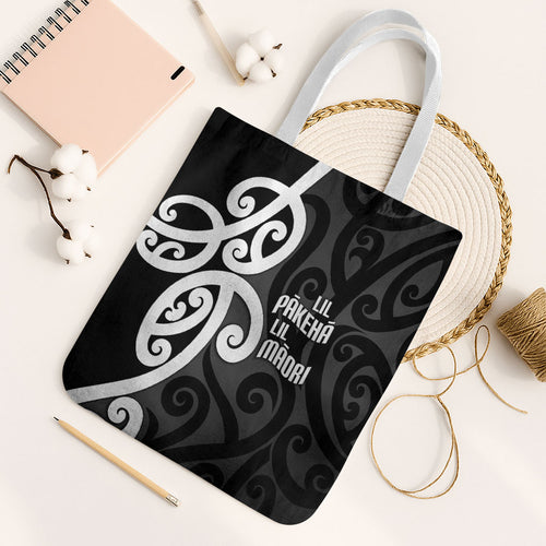 Lil Pakeha Lil Maori New Zealand Tote Bag Kiwi Proud Mangopare Pattern