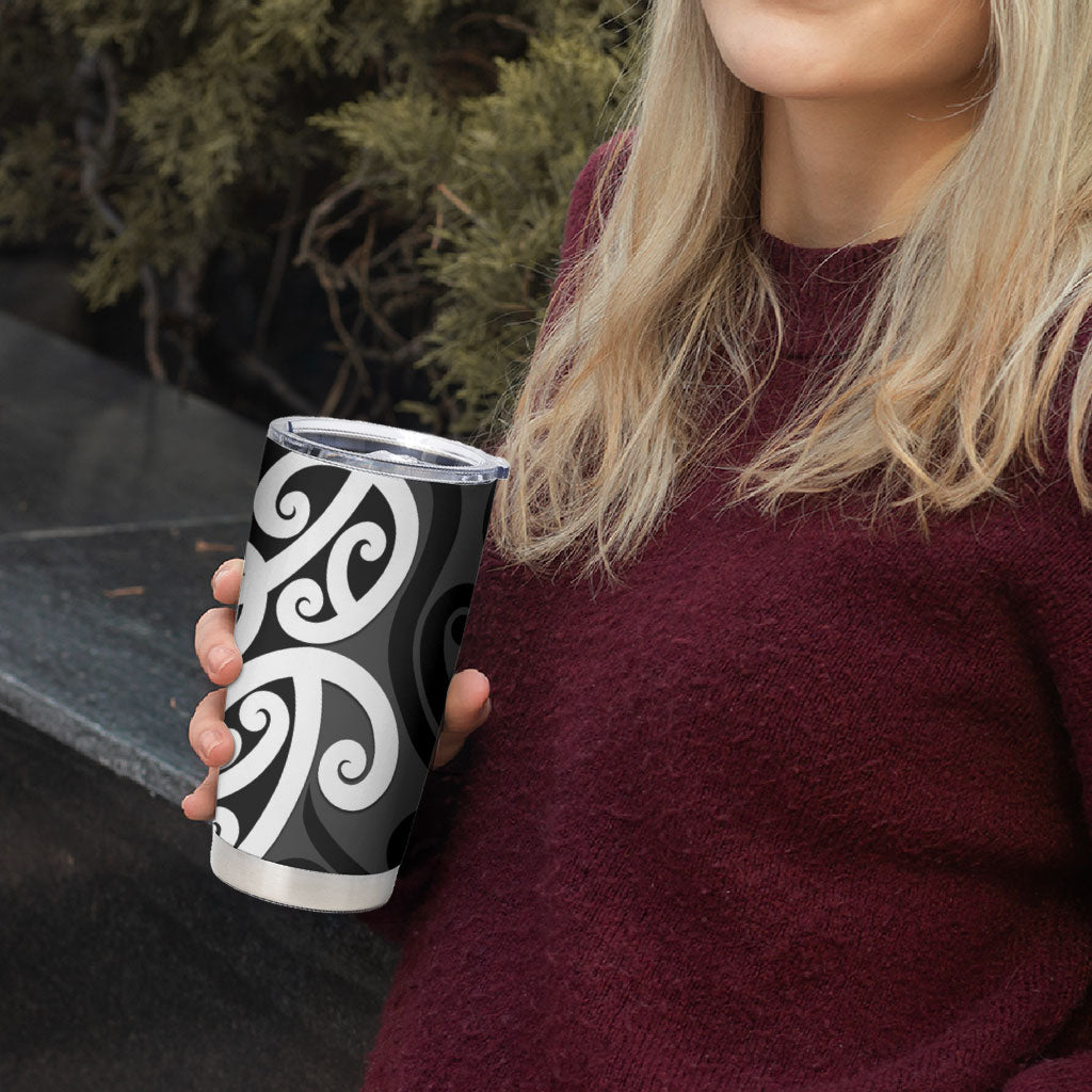 Lil Pakeha Lil Maori New Zealand Tumbler Cup Kiwi Proud Mangopare Pattern