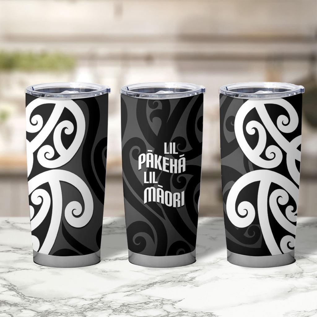 Lil Pakeha Lil Maori New Zealand Tumbler Cup Kiwi Proud Mangopare Pattern