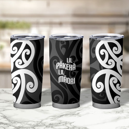 Lil Pakeha Lil Maori New Zealand Tumbler Cup Kiwi Proud Mangopare Pattern