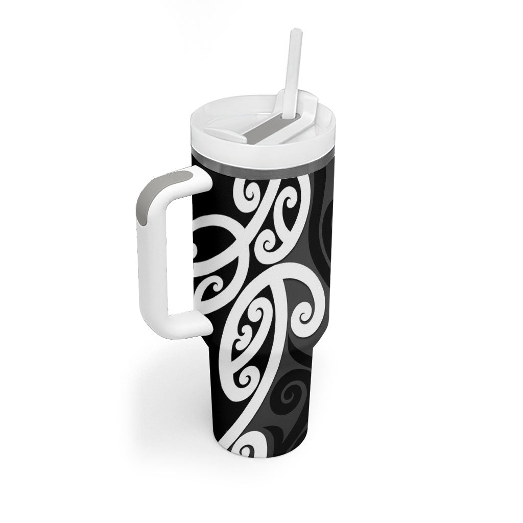 Lil Pakeha Lil Maori New Zealand Tumbler With Handle Kiwi Proud Mangopare Pattern