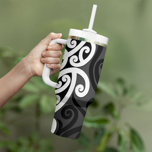 Lil Pakeha Lil Maori New Zealand Tumbler With Handle Kiwi Proud Mangopare Pattern