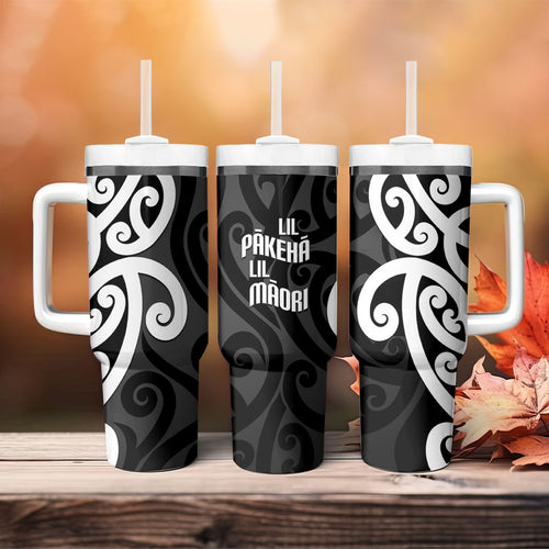 Lil Pakeha Lil Maori New Zealand Tumbler With Handle Kiwi Proud Mangopare Pattern