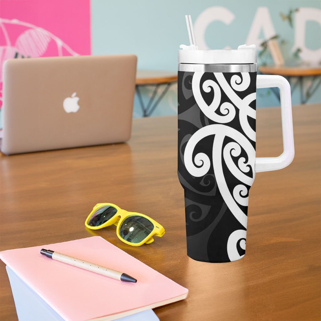 Lil Pakeha Lil Maori New Zealand Tumbler With Handle Kiwi Proud Mangopare Pattern