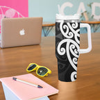 Lil Pakeha Lil Maori New Zealand Tumbler With Handle Kiwi Proud Mangopare Pattern