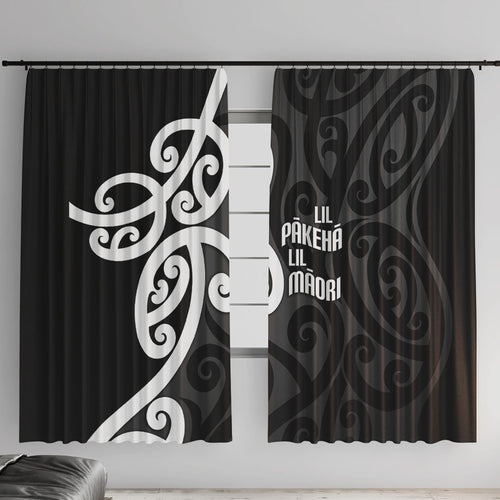 Lil Pakeha Lil Maori New Zealand Window Curtain Kiwi Proud Mangopare Pattern