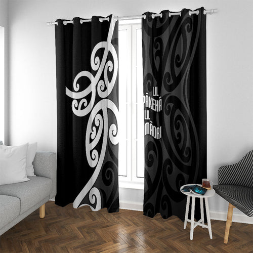 Lil Pakeha Lil Maori New Zealand Window Curtain Kiwi Proud Mangopare Pattern