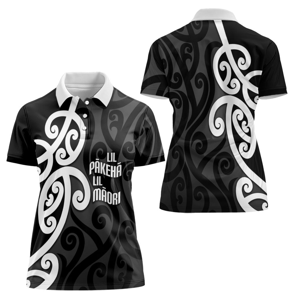 Lil Pakeha Lil Maori New Zealand Women Polo Shirt Kiwi Proud Mangopare Pattern
