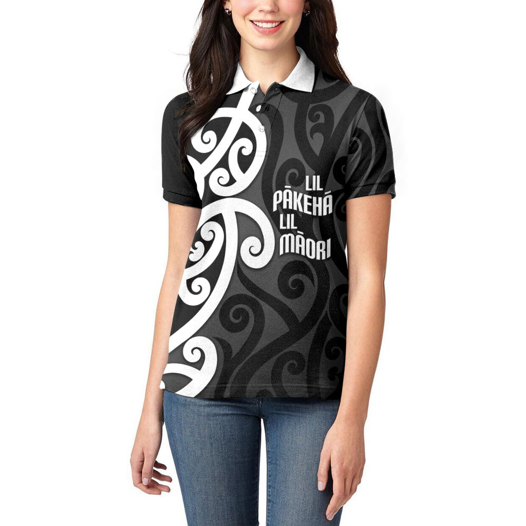 Lil Pakeha Lil Maori New Zealand Women Polo Shirt Kiwi Proud Mangopare Pattern