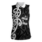 Lil Pakeha Lil Maori New Zealand Women Sleeveless Polo Shirt Kiwi Proud Mangopare Pattern