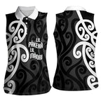 Lil Pakeha Lil Maori New Zealand Women Sleeveless Polo Shirt Kiwi Proud Mangopare Pattern