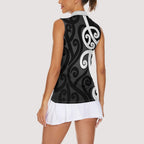 Lil Pakeha Lil Maori New Zealand Women Sleeveless Polo Shirt Kiwi Proud Mangopare Pattern