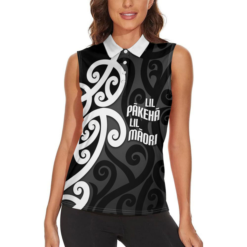Lil Pakeha Lil Maori New Zealand Women Sleeveless Polo Shirt Kiwi Proud Mangopare Pattern