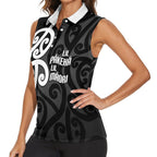 Lil Pakeha Lil Maori New Zealand Women Sleeveless Polo Shirt Kiwi Proud Mangopare Pattern