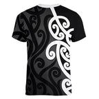Lil Pakeha Lil Maori New Zealand Women V-Neck T-Shirt Kiwi Proud Mangopare Pattern