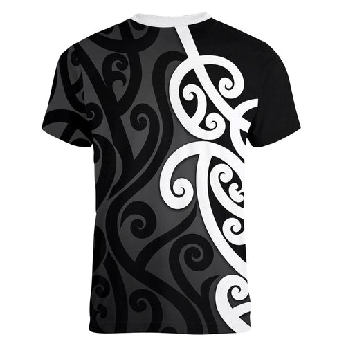 Lil Pakeha Lil Maori New Zealand Women V-Neck T-Shirt Kiwi Proud Mangopare Pattern