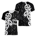 Lil Pakeha Lil Maori New Zealand Women V-Neck T-Shirt Kiwi Proud Mangopare Pattern