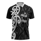 Lil Pakeha Lil Maori New Zealand Zipper Polo Shirt Kiwi Proud Mangopare Pattern