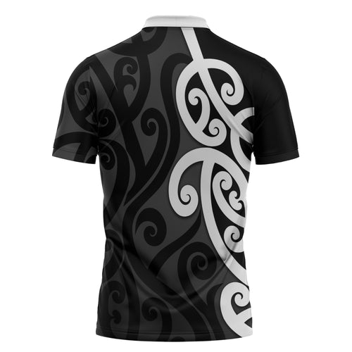 Lil Pakeha Lil Maori New Zealand Zipper Polo Shirt Kiwi Proud Mangopare Pattern