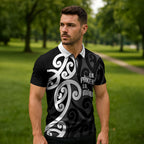 Lil Pakeha Lil Maori New Zealand Zipper Polo Shirt Kiwi Proud Mangopare Pattern