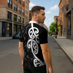 Lil Pakeha Lil Maori New Zealand Zipper Polo Shirt Kiwi Proud Mangopare Pattern