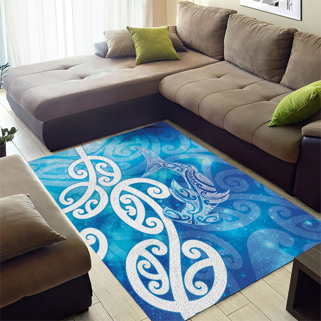 Hammerhead Shark Tattoo New Zealand Area Rug Maori Galaxy Mangopare Pattern