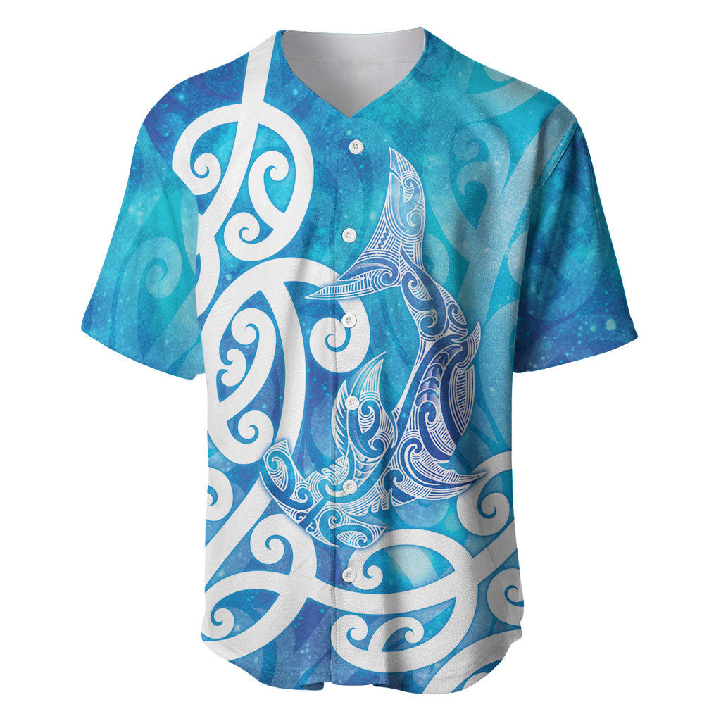 Hammerhead Shark Tattoo New Zealand Baseball Jersey Maori Galaxy Mangopare Pattern