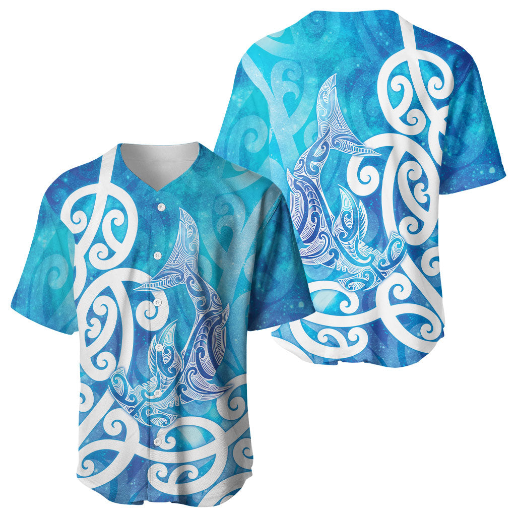 Hammerhead Shark Tattoo New Zealand Baseball Jersey Maori Galaxy Mangopare Pattern