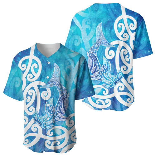 Hammerhead Shark Tattoo New Zealand Baseball Jersey Maori Galaxy Mangopare Pattern