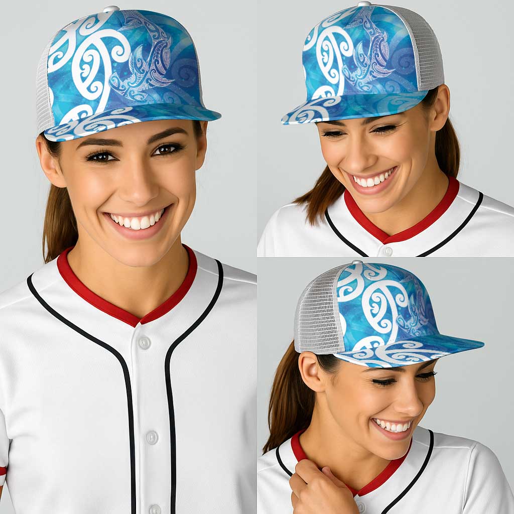 Hammerhead Shark Tattoo New Zealand Baseball Net Cap Maori Galaxy Mangopare Pattern