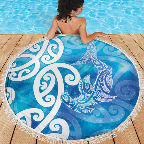 Hammerhead Shark Tattoo New Zealand Beach Blanket Maori Galaxy Mangopare Pattern