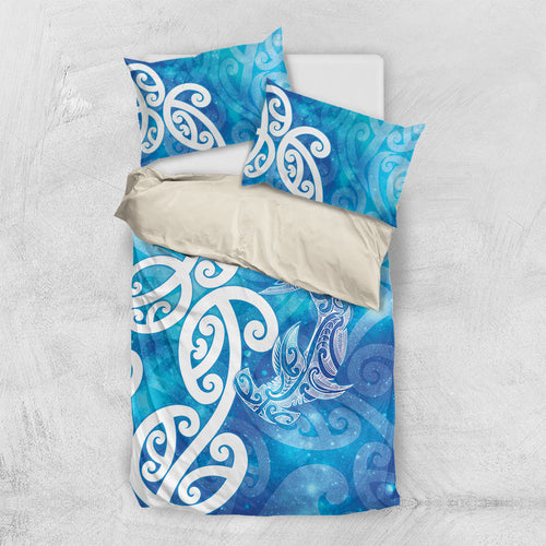 Hammerhead Shark Tattoo New Zealand Bedding Set Maori Galaxy Mangopare Pattern