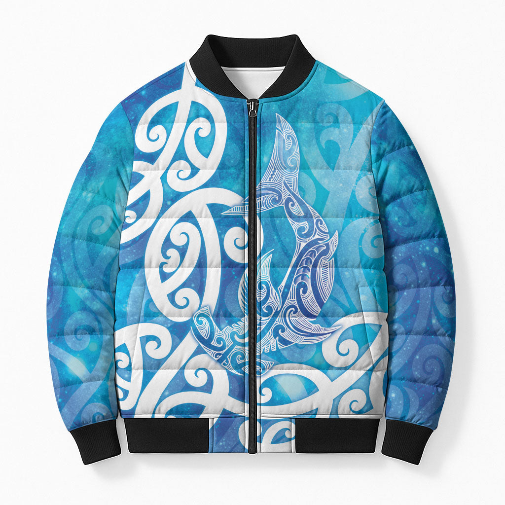 Hammerhead Shark Tattoo New Zealand Bomber Puffer Jacket Maori Galaxy Mangopare Pattern
