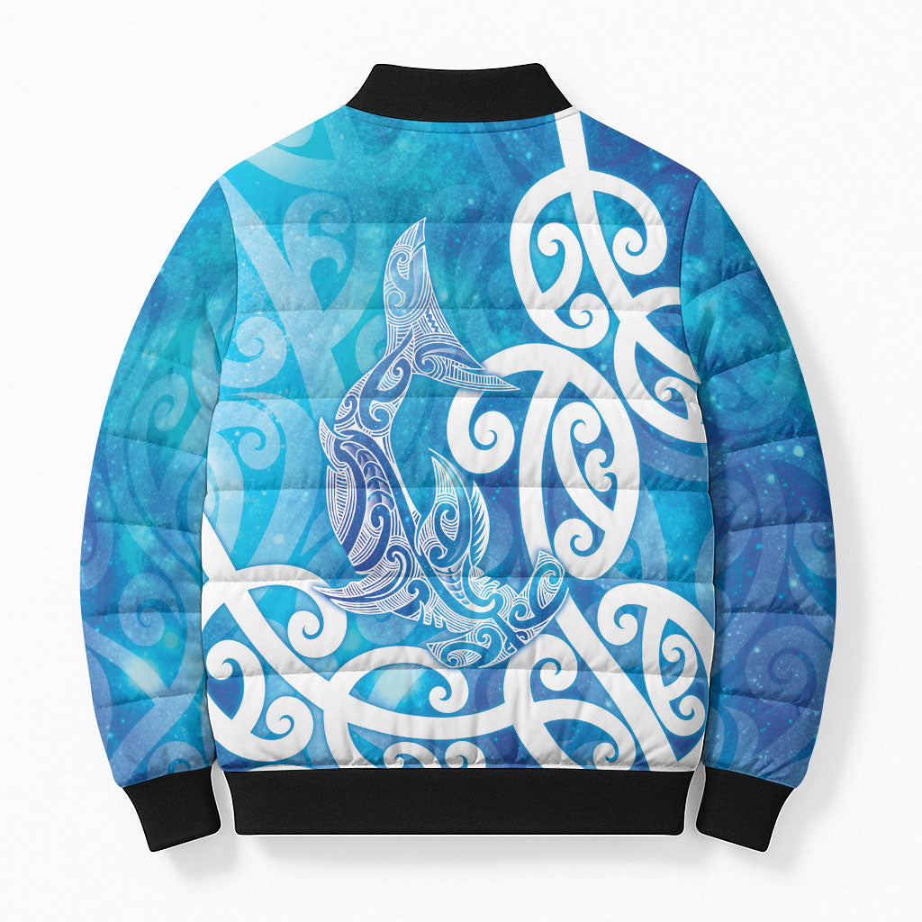Hammerhead Shark Tattoo New Zealand Bomber Puffer Jacket Maori Galaxy Mangopare Pattern