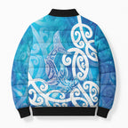 Hammerhead Shark Tattoo New Zealand Bomber Puffer Jacket Maori Galaxy Mangopare Pattern