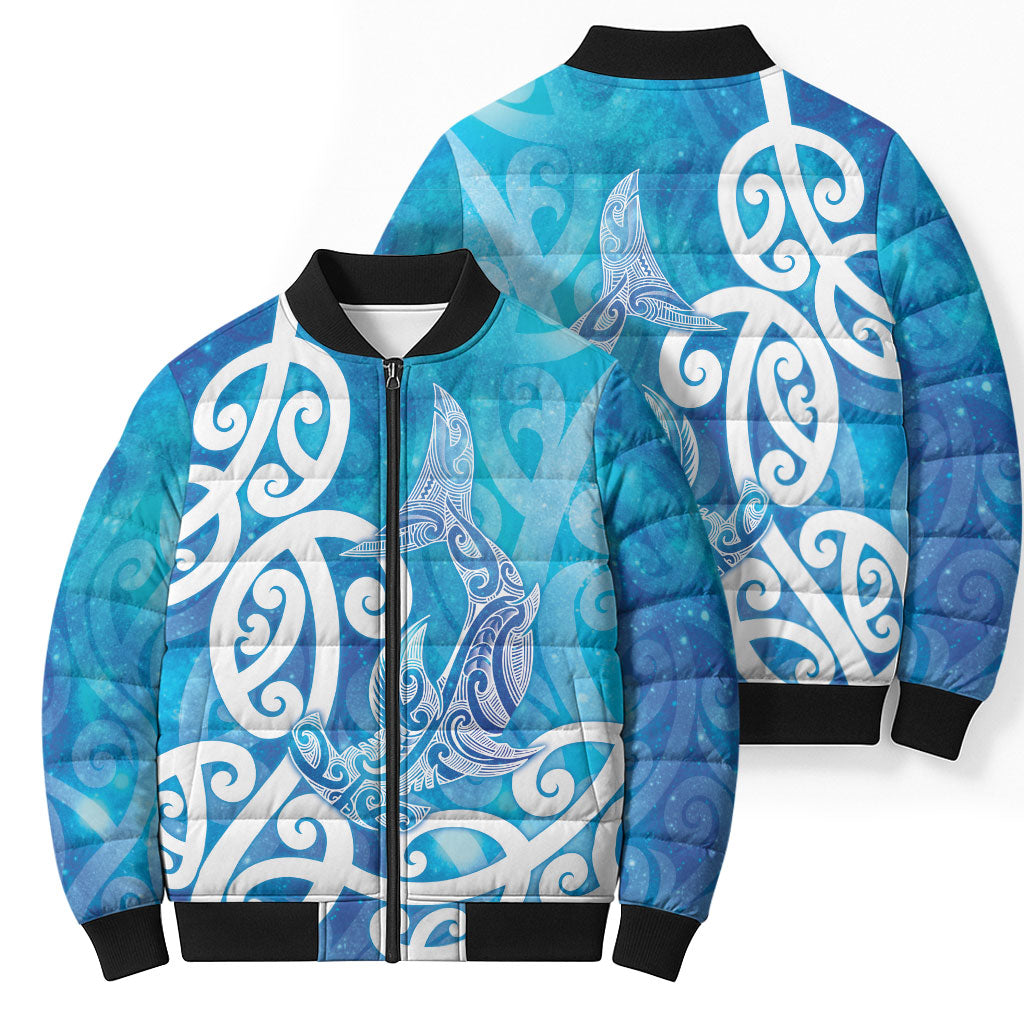 Hammerhead Shark Tattoo New Zealand Bomber Puffer Jacket Maori Galaxy Mangopare Pattern