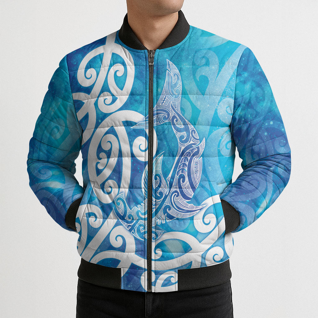 Hammerhead Shark Tattoo New Zealand Bomber Puffer Jacket Maori Galaxy Mangopare Pattern